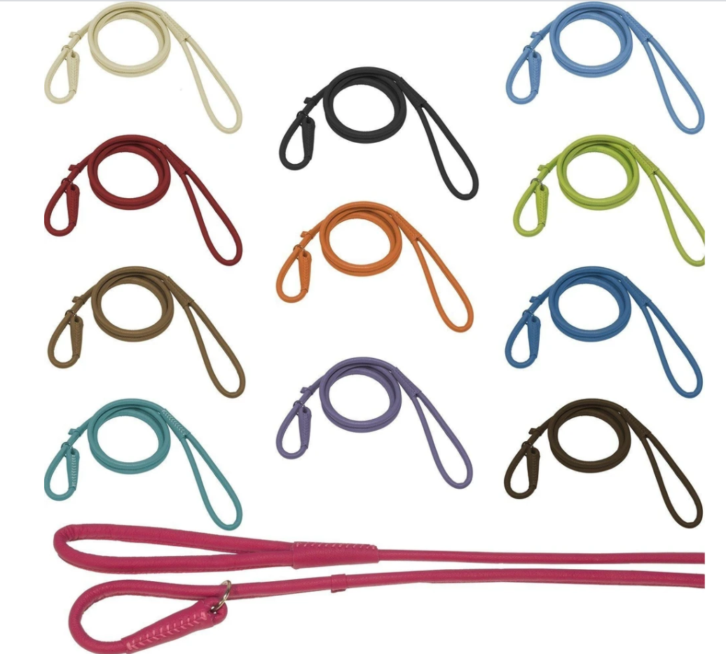 Dogline Soft Leather Rolled 6' Slip Leashes ProMohs Pet Products