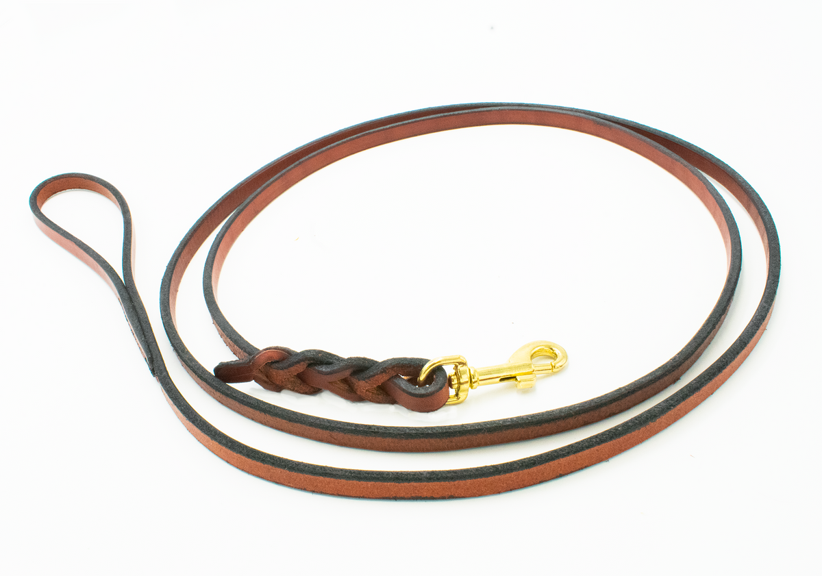 English Bridle Leather Braided Snap Lead ProMohs Pet Products